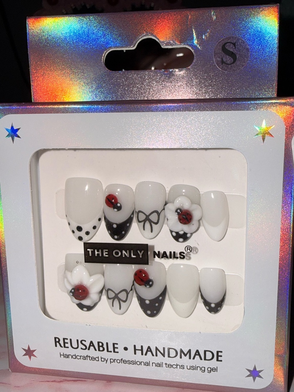 The Only Nails French Tip Press-On Nails with Ladybug and Flower Accents - Picture 2 of 6